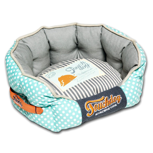 Polka-Striped Dog Bed