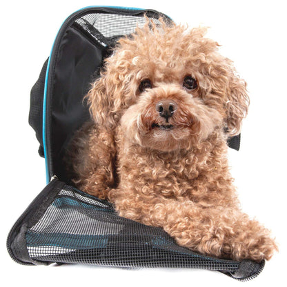Adjustable Collapsible Airline-approved Pet Carrier with Zippered Compartments Transport
