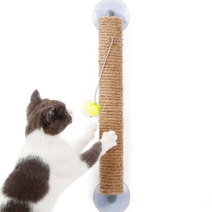 The Pet Life 'Stick N' Claw' Cat Scratcher is a suction cup toy with sisal rope, perfect for scratching and saving space. - Wolldi