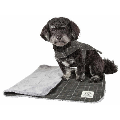 Plaid reversible dog jacket with mat