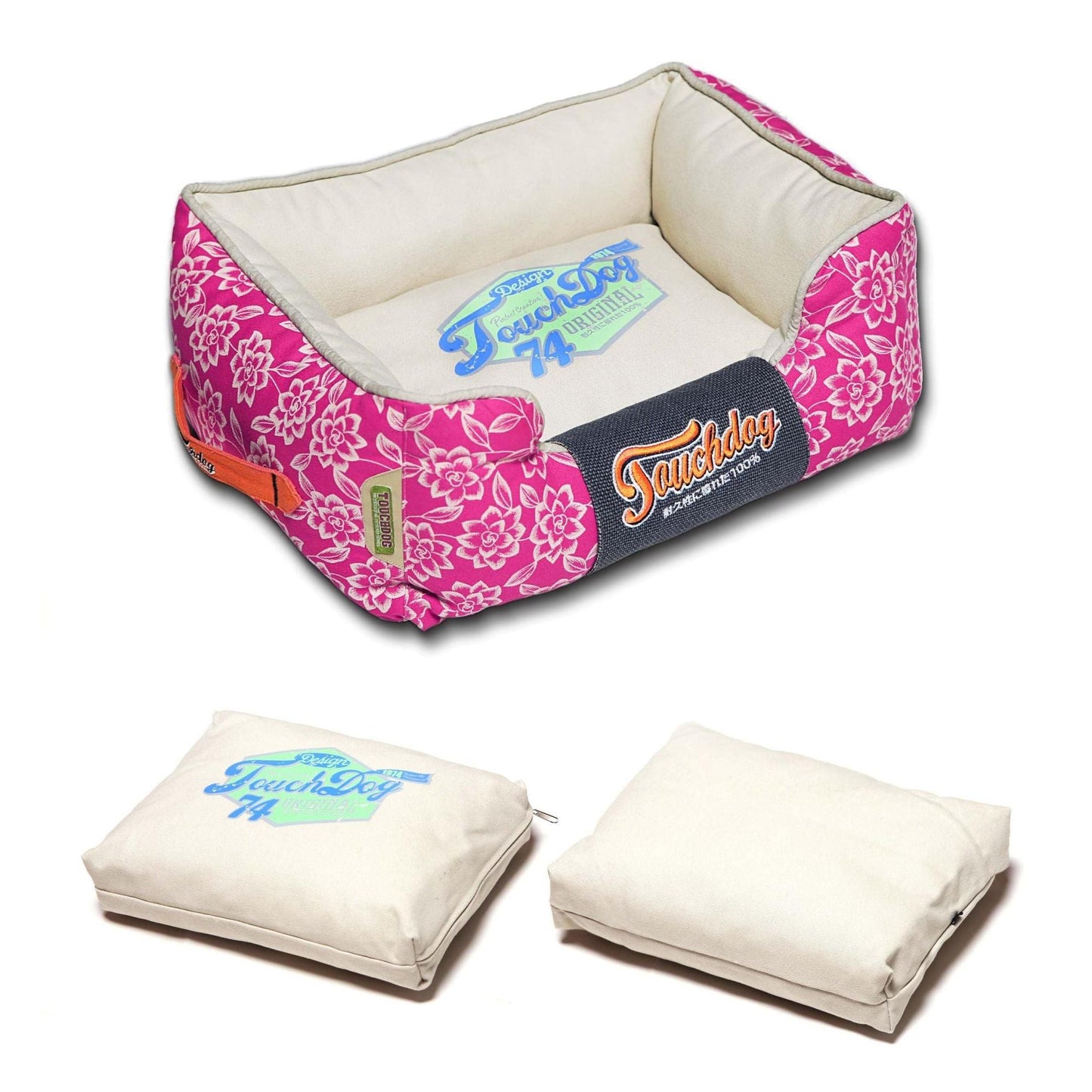 Rectangular dog bed with reversible cushion