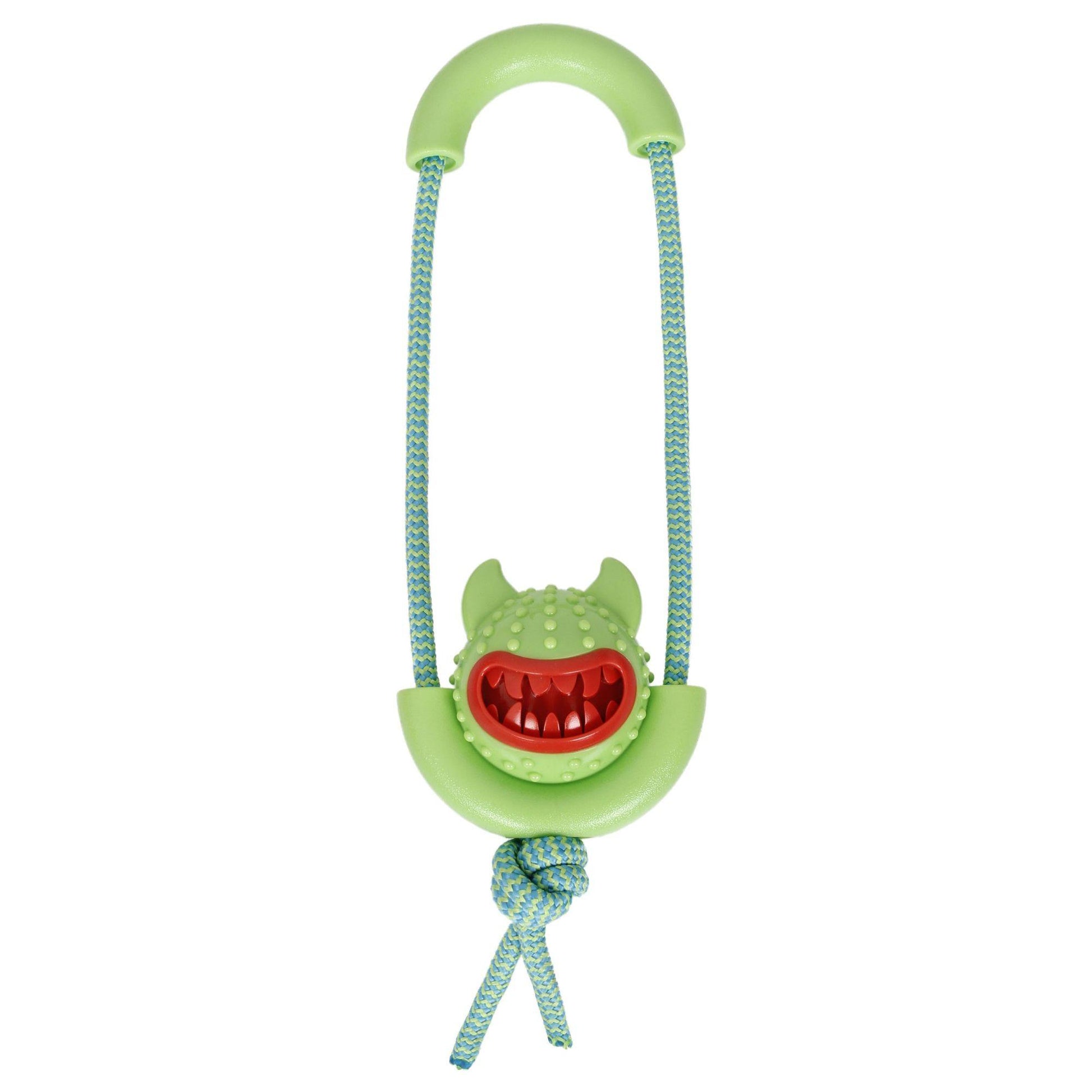 The Pet Life Sling-Away toy is an interactive treat dispenser for dogs, promoting cognitive activity and oral hygiene. - Wolldi