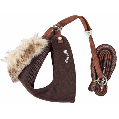 Adjustable Dog Harness with Removable Fur Collar Straps