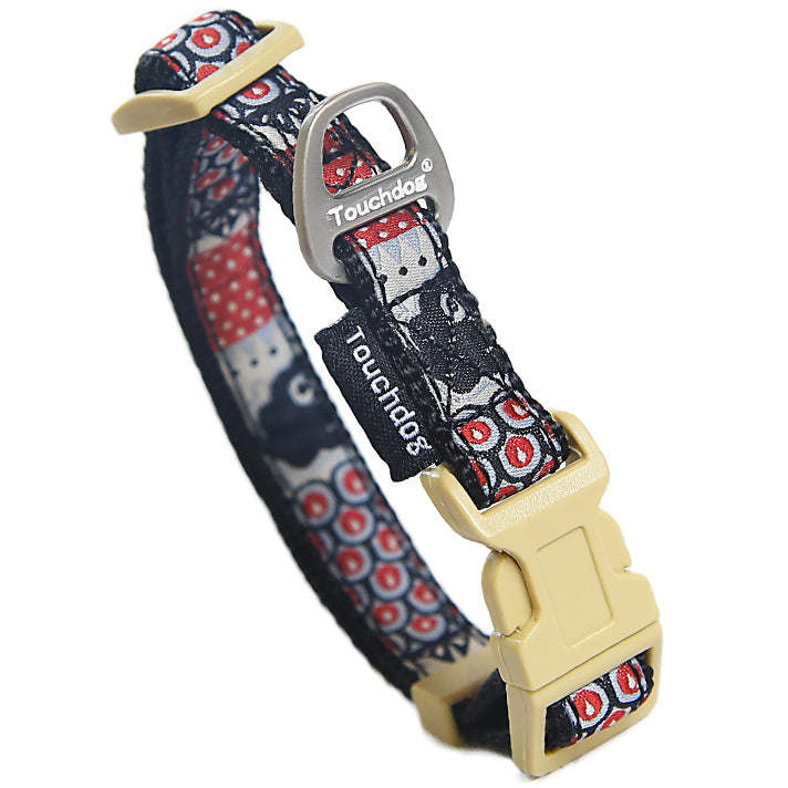 Touchdog 'Owl-Eyed' Tough Stitched Embroidered Collar and Leash - Durable, Adjustable, Stylish. - Wolldi