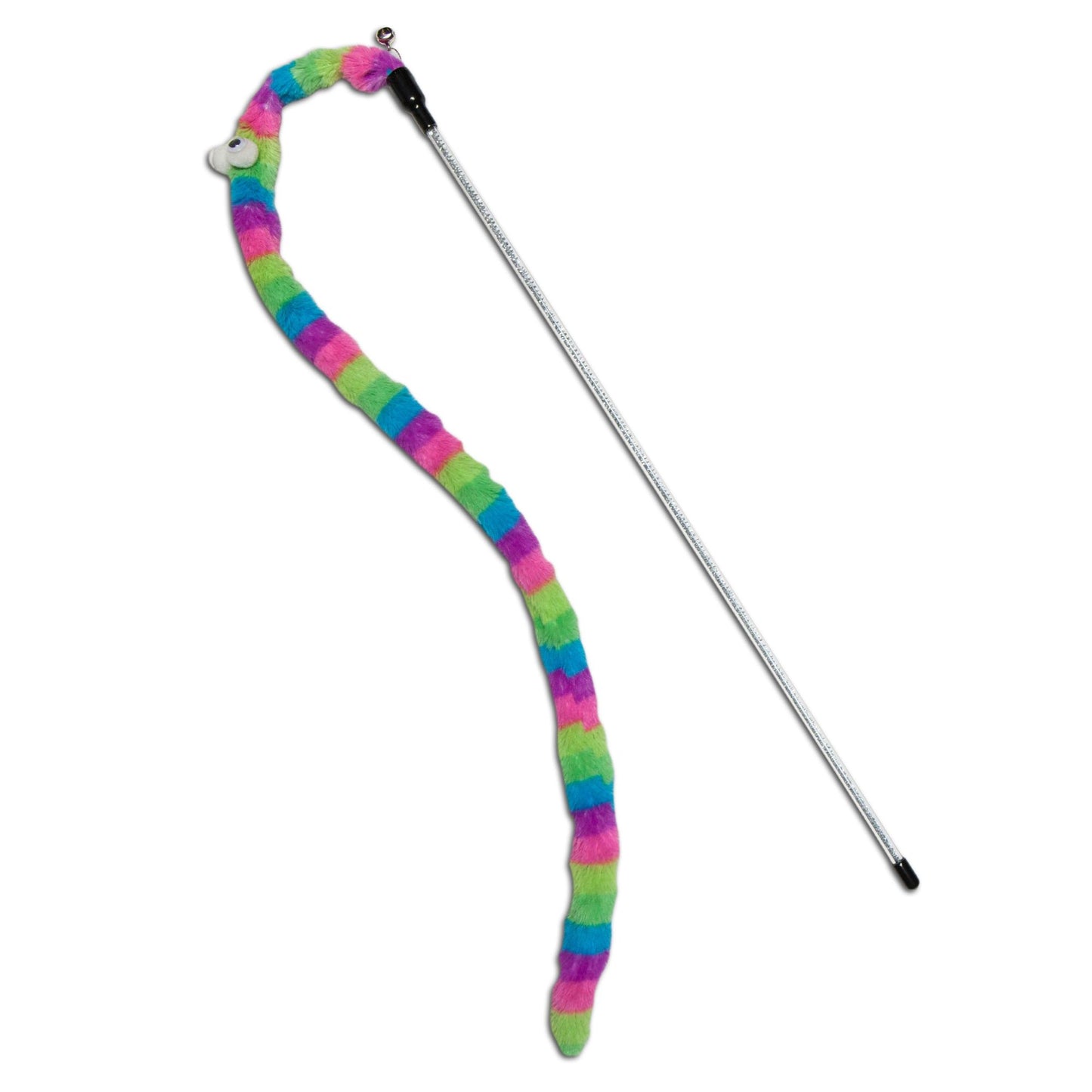 Touchcat Worm-Tail Designer Wand Cat Teaser: Durable, interactive, and machine washable with an elongated worm-like shape. - Wolldi