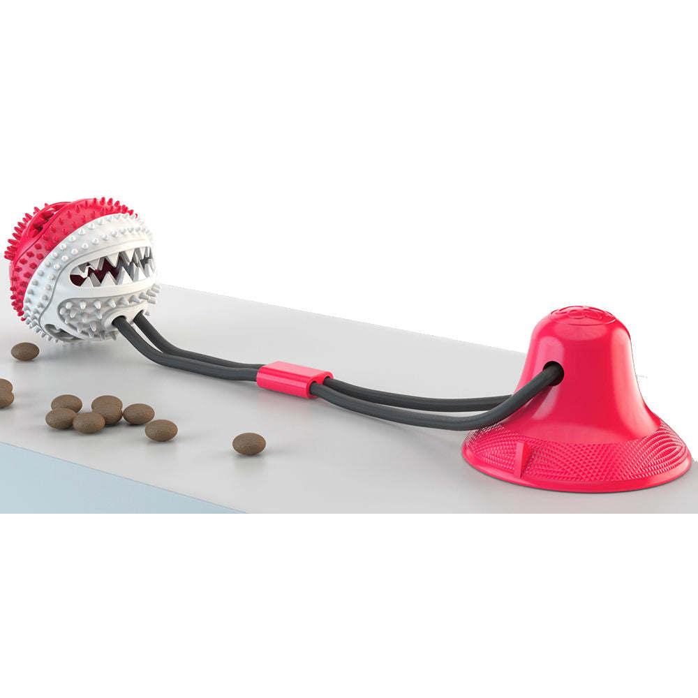 Suction Cup Dog Toy with Treat Dispensing and Dental Cleaning