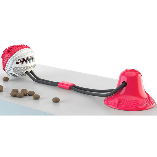 Suction Cup Dog Toy with Treat Dispensing and Dental Cleaning