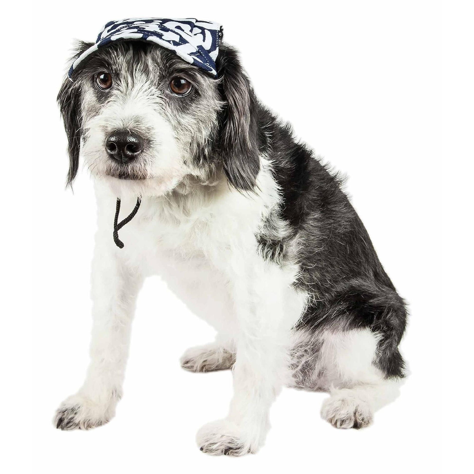 Pet Life 'Bone Cappa' Graffiti Dog Hat: UV protection, adjustable strap, multiple sizes. - Wolldi