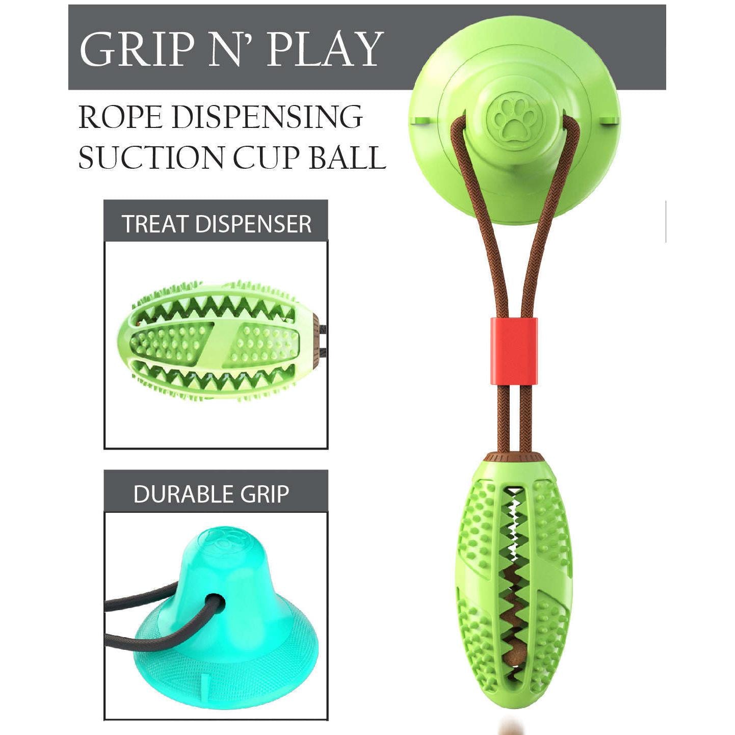 The Pet Life 'Grip N' Play' Dog Toy suctions to surfaces, dispenses treats, and cleans teeth. - Wolldi