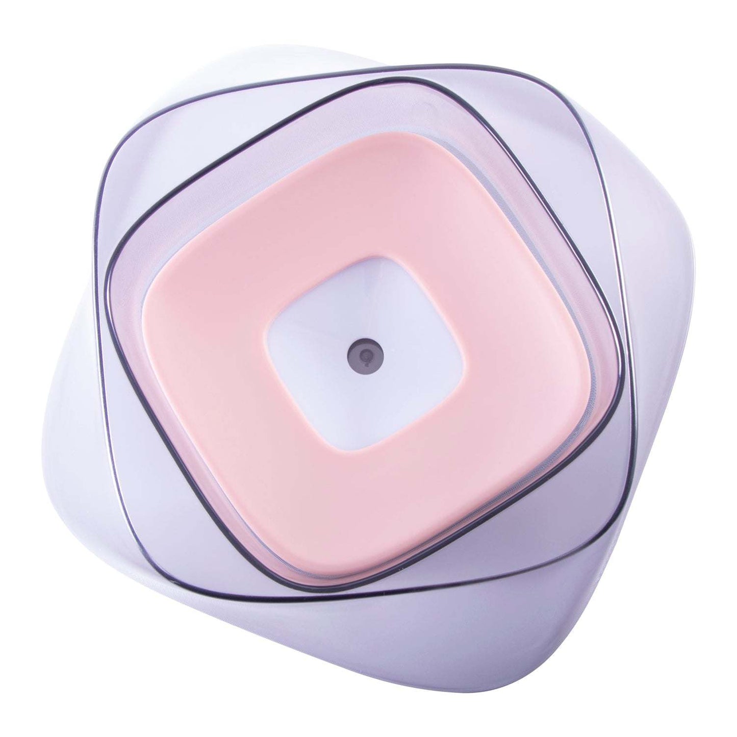 Spill-proof pet water bowl with floating splash guard. Dishes