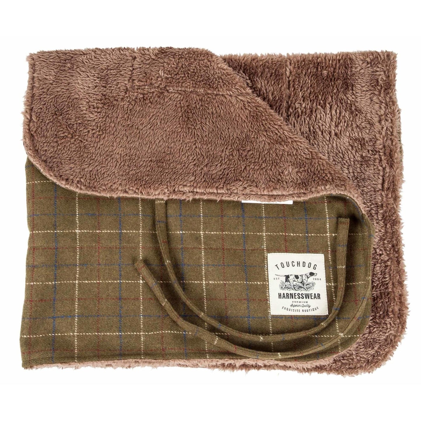 Plaid reversible dog jacket with mat