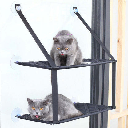 The Cat Laze is a suction cupped dual-leveled cat lounger that saves space. - Wolldi