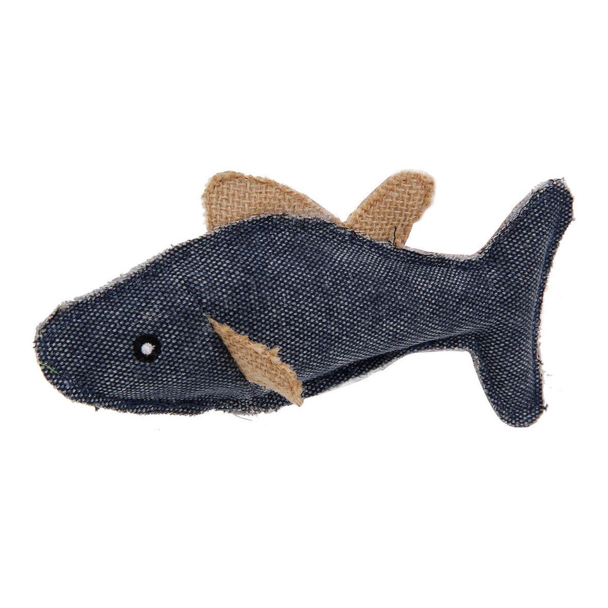 Durable fish plush cat toy with catnip and reinforced stitching. - Wolldi