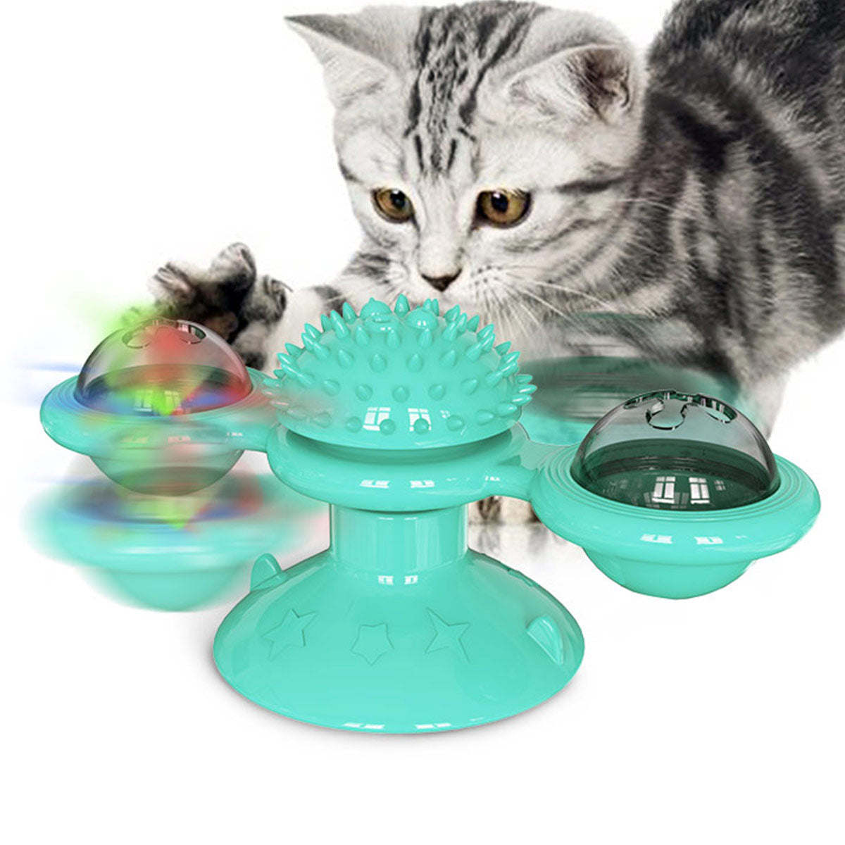 The Pet Life 'Windmill' Cat Toy suctions and spins on hard surfaces. - Wolldi