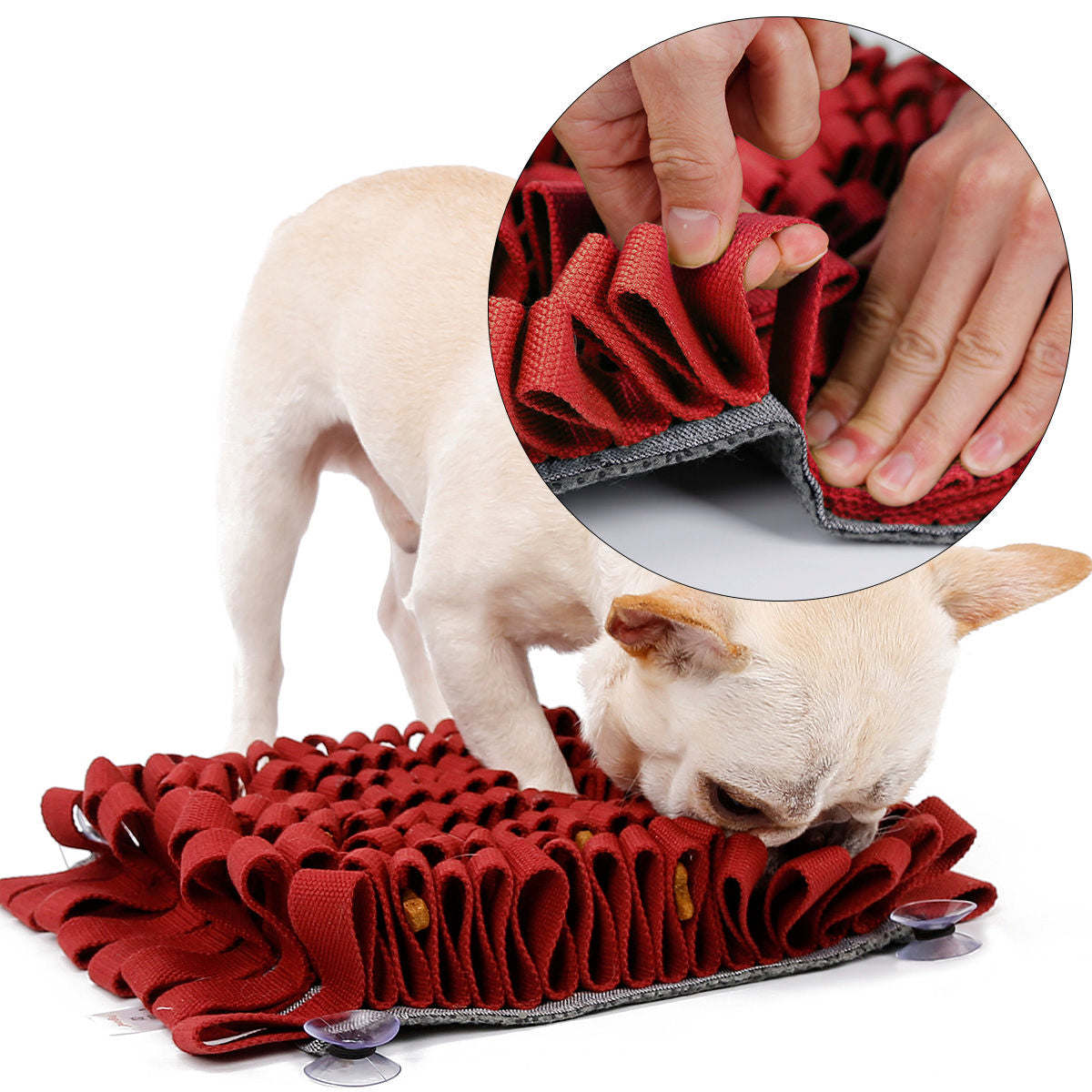 The Pet Life 'Sniffer Grip' is a suction-based snuffle mat for pets, perfect for cognitive development and digestive aid. - Wolldi