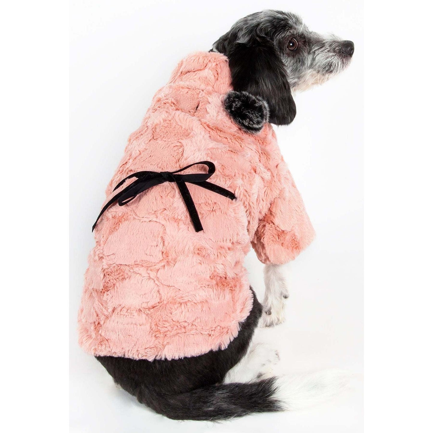 Luxury faux-fur pet coat with leash slit holder Fashion