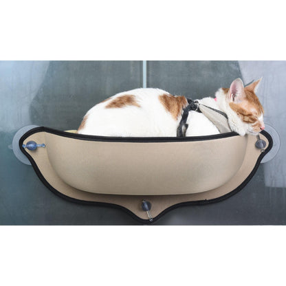 'Suction cup cat lounger attaches to glass and hard surfaces.' - Wolldi