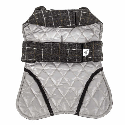 Plaid reversible dog jacket with mat