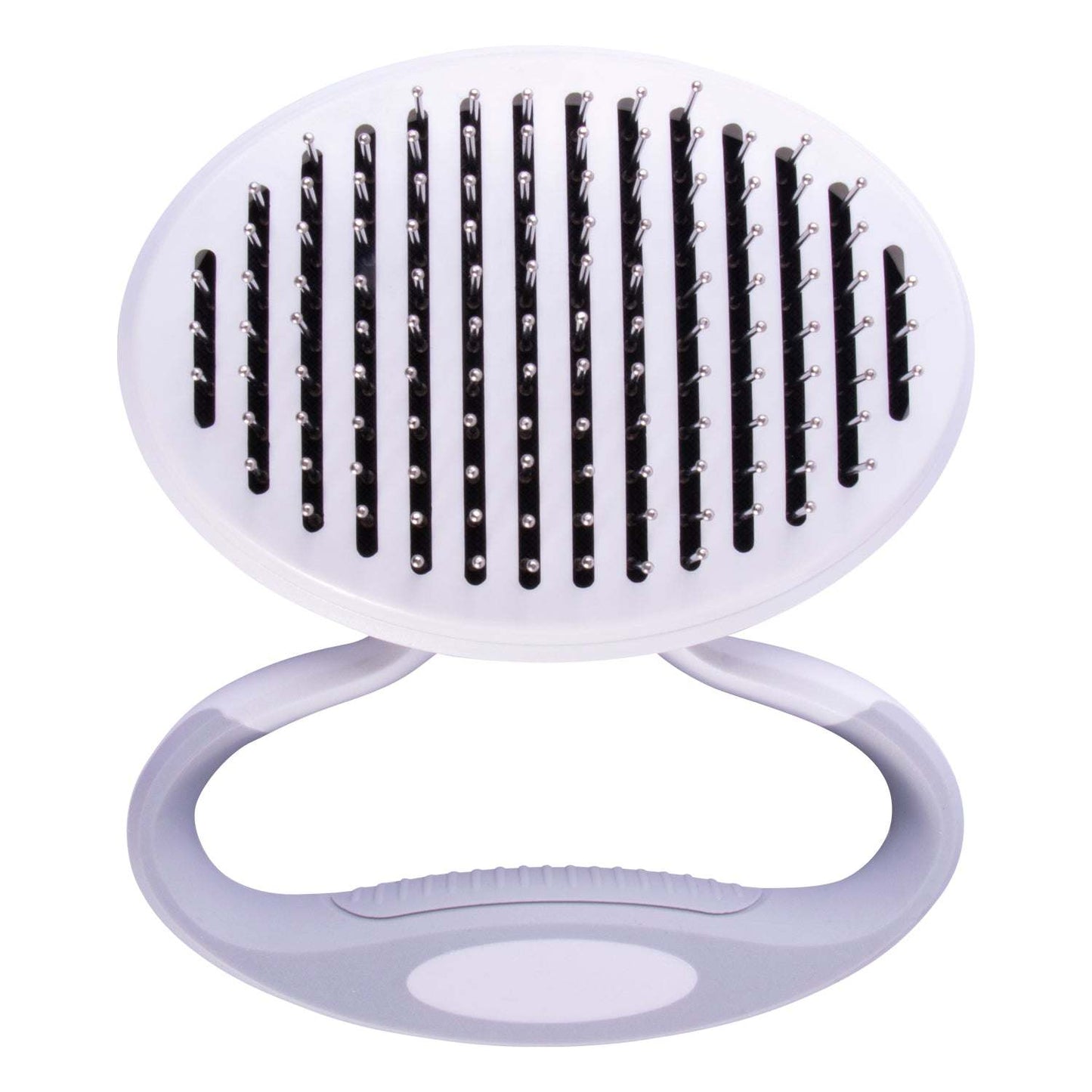 Pet Life 'Gyrater' Travel Self-Cleaning Swivel Grooming Brush: Compact, customizable grip, easy hair disposal. - Wolldi