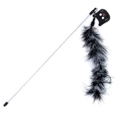 Touchcat Tail-Feather Teaser: Glitter wand, dual cords, fox-tail design, multiple colors. - Wolldi