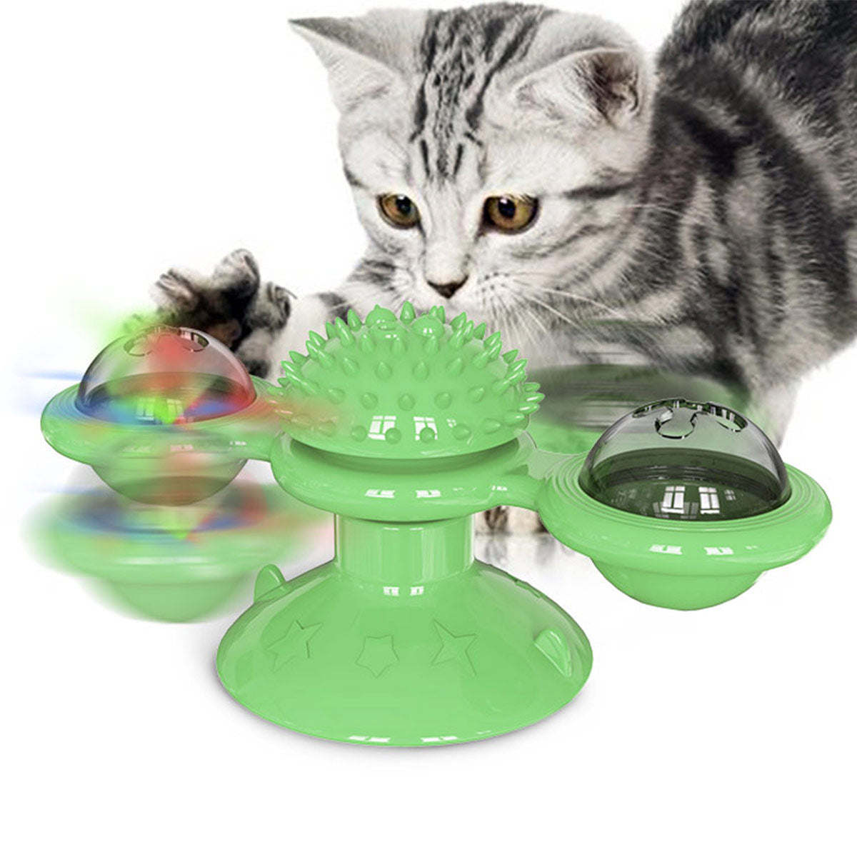 The Pet Life 'Windmill' Cat Toy suctions and spins on hard surfaces. - Wolldi