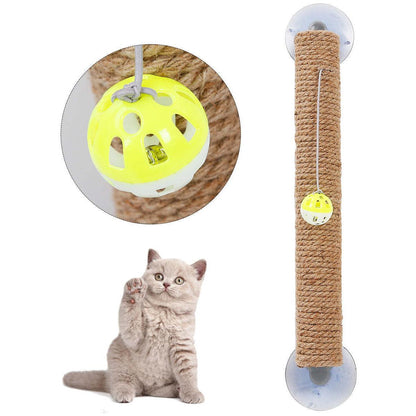 The Pet Life 'Stick N' Claw' Cat Scratcher is a suction cup toy with sisal rope, perfect for scratching and saving space. - Wolldi