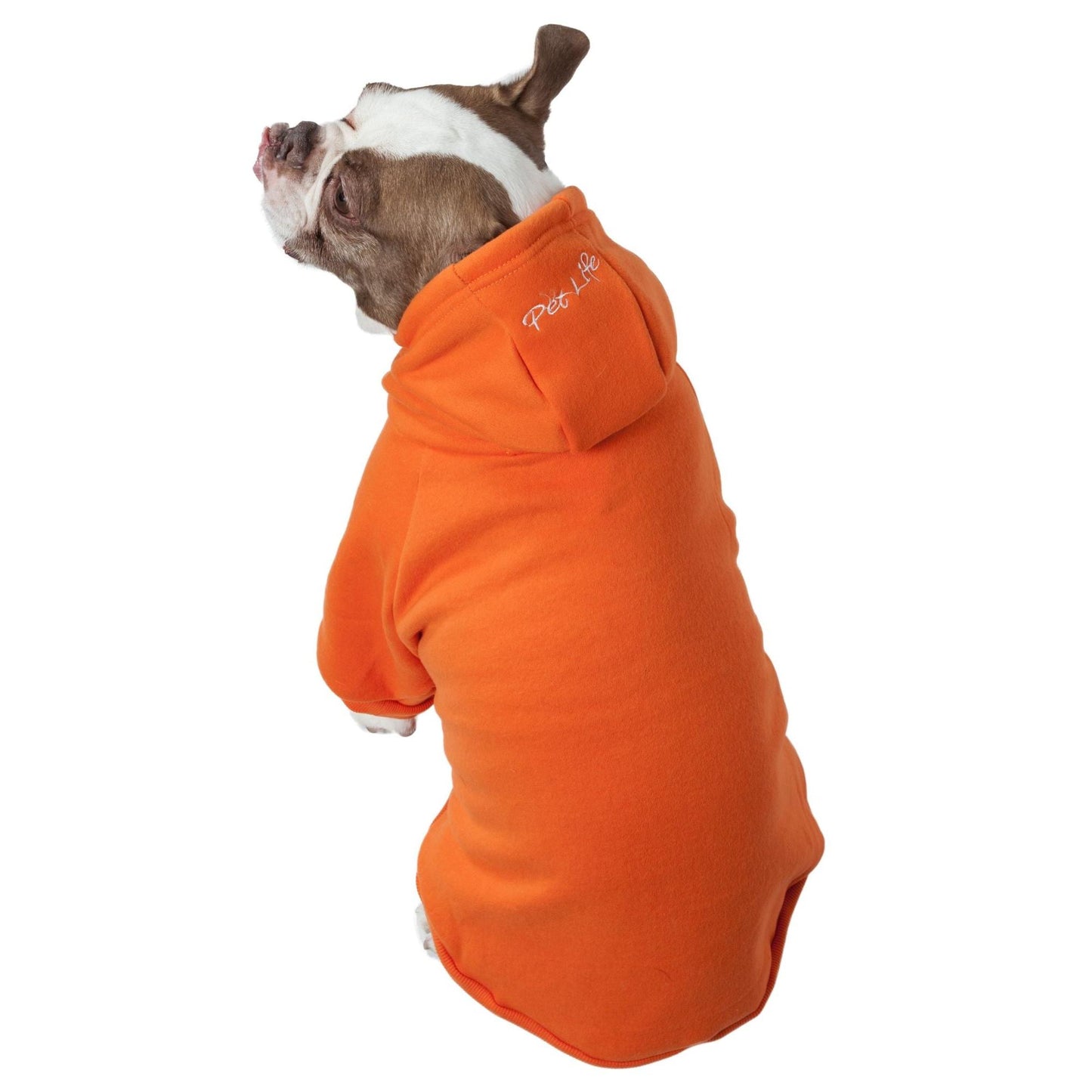 Plush pet hoodie with leash slit and adjustable hood.