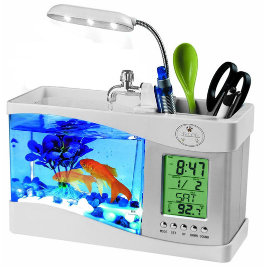 Desktop Aquarium with Clock and Music