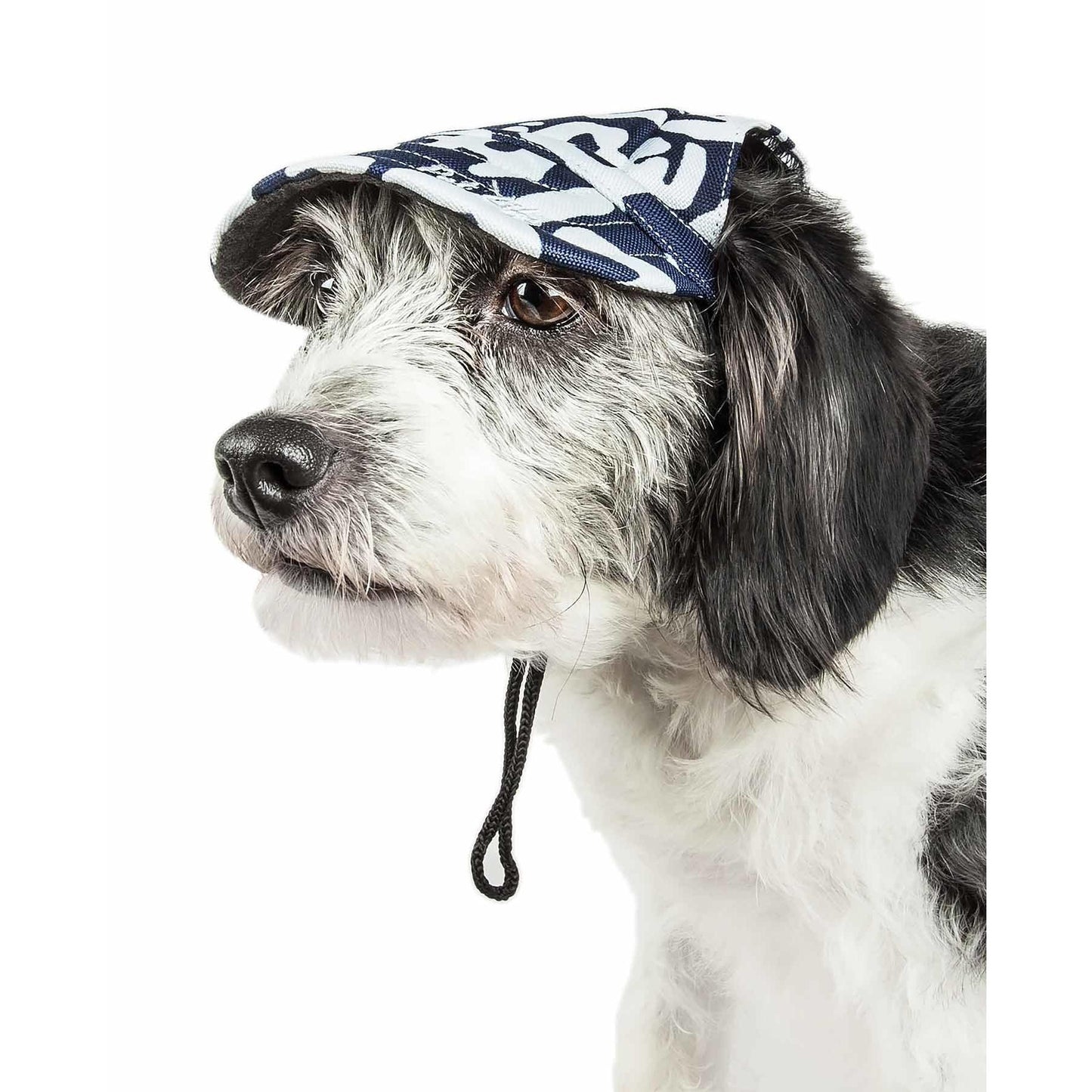 Pet Life 'Bone Cappa' Graffiti Dog Hat: UV protection, adjustable strap, multiple sizes. - Wolldi