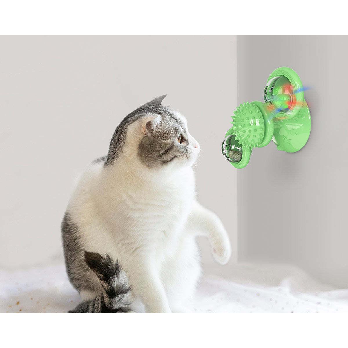 Suction Cat Toy with Catnip and LED Ball