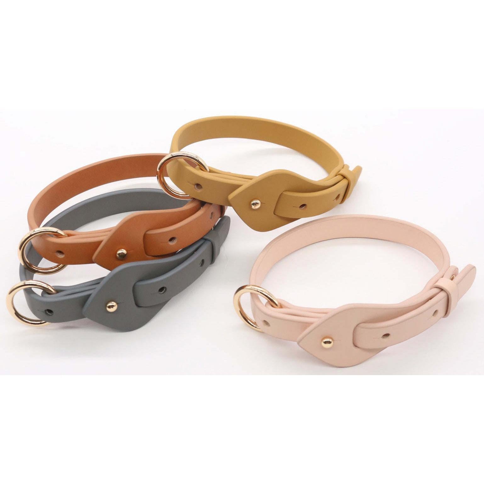 'Ever-Craft' Boutique Series Adjustable Designer Leather Dog Collar in multiple sizes and colors. - Wolldi