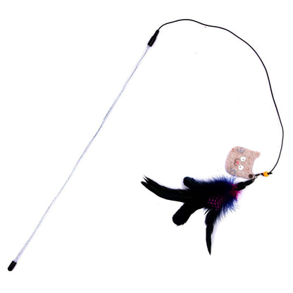 Touchcat Fox-Tail Designer Wand Cat Teaser: Glittered wand, bouncing cords, feathers. Multiple colors. 18.1" long. - Wolldi