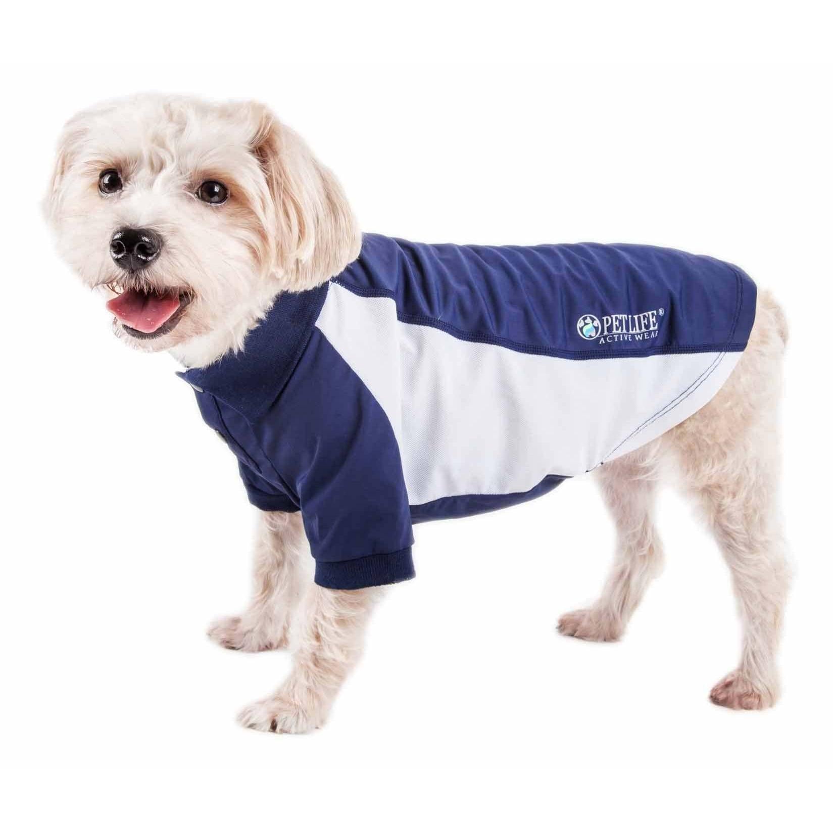 The Pet Life Active 'Barko Pawlo' dog polo shirt offers stretch, ventilation, and UV protection. - Wolldi