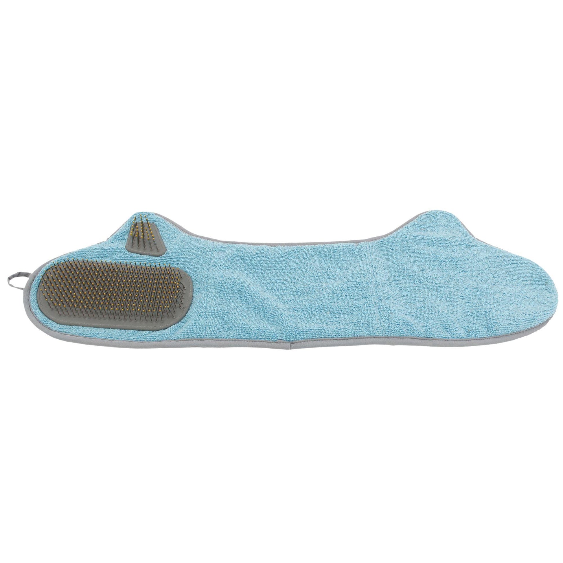 Pet Life 'Bryer' 2-in-1 Hand-Inserted Microfiber Pet Grooming Towel and Brush: Saves time, removes shedding, and dries quickly. - Wolldi