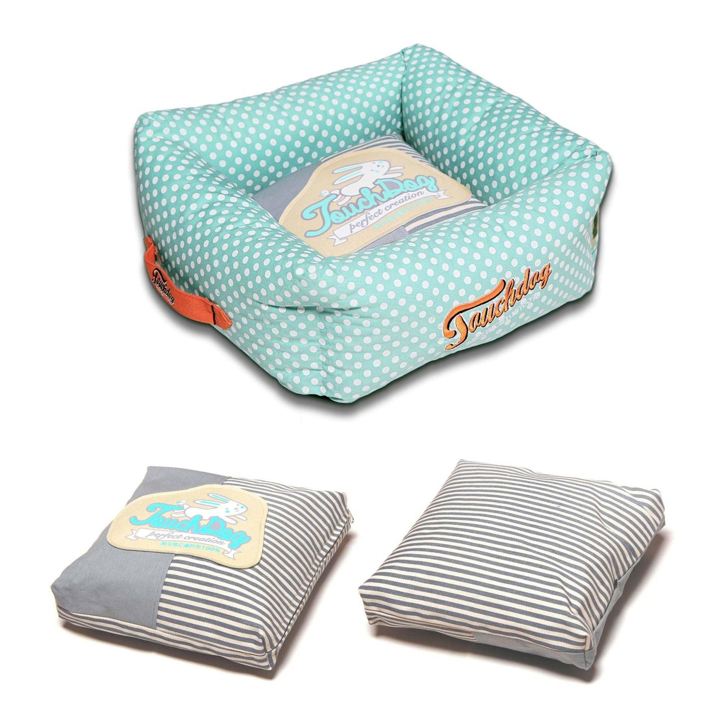 Polka-Striped Polo Dog Bed Comfort