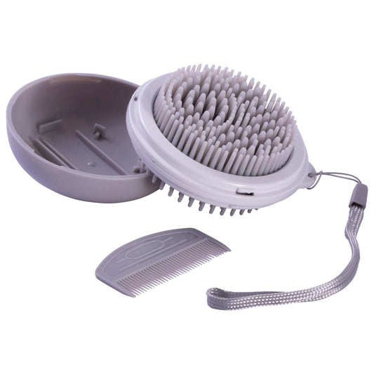 The Pet Life 'Bravel' 3-in-1 Travel Pocketed Dual Grooming Brush and Pet Comb is a compact and versatile grooming tool for on-the-go pet care. - Wolldi