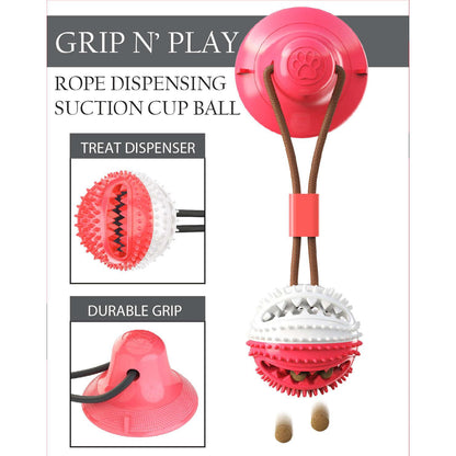 The Pet Life 'Grip N' Play' is a suction cup dog toy with treat dispensing pockets. - Wolldi