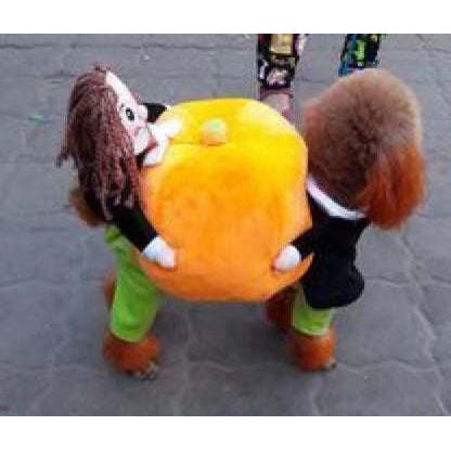 The Pet Life 'Pumpkin Mon' Halloween Pet Dog Costume is a hilarious illusion costume featuring a person and pet carrying a pumpkin. Convenient and machine washable. - Wolldi