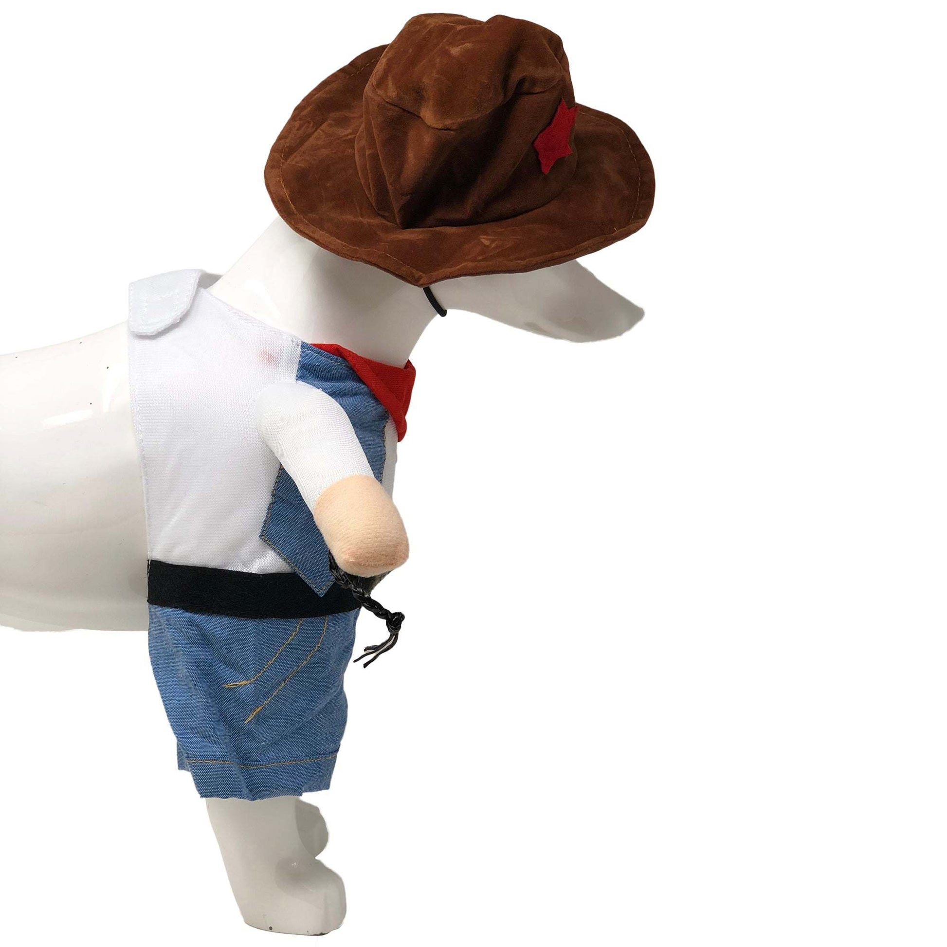 The Pet Life 'Rodeo Bones' Cowboy Pet Dog Costume is a 2-piece uniform set with a cowboy hat, making your dog look like a walking cowboy! - Wolldi