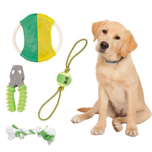 Eco-friendly jute pet toy set with rubberized and plush toys Playtime