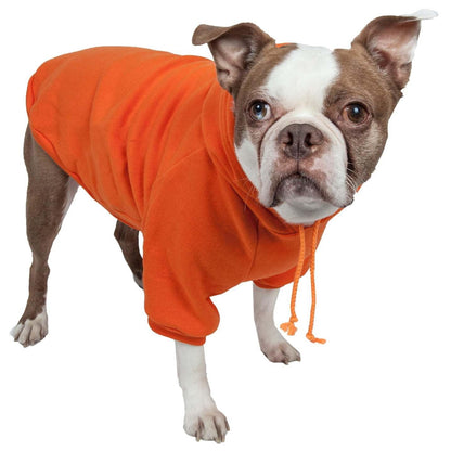 Plush pet hoodie with leash slit and adjustable hood.