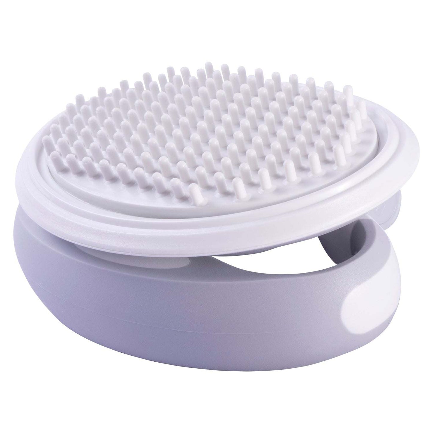 The Pet Life 'Gyrater' Swivel Travel Silicone Cat Brush is compact and perfect for travel, with customizable handle options. - Wolldi