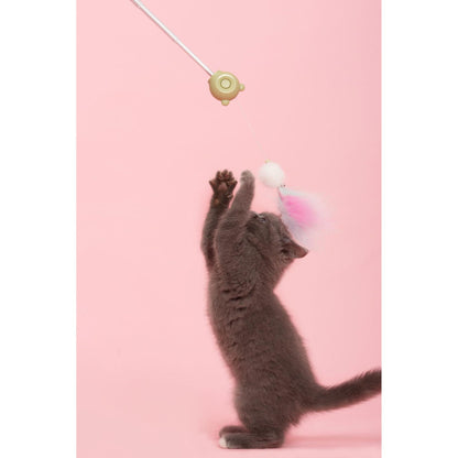 3-in-1 retractable cat teaser with extendable wand and built-in laser pointer. - Wolldi