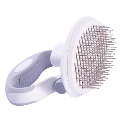 Pet Life 'Gyrater' Travel Self-Cleaning Swivel Grooming Brush: Compact, customizable grip, easy hair disposal. - Wolldi