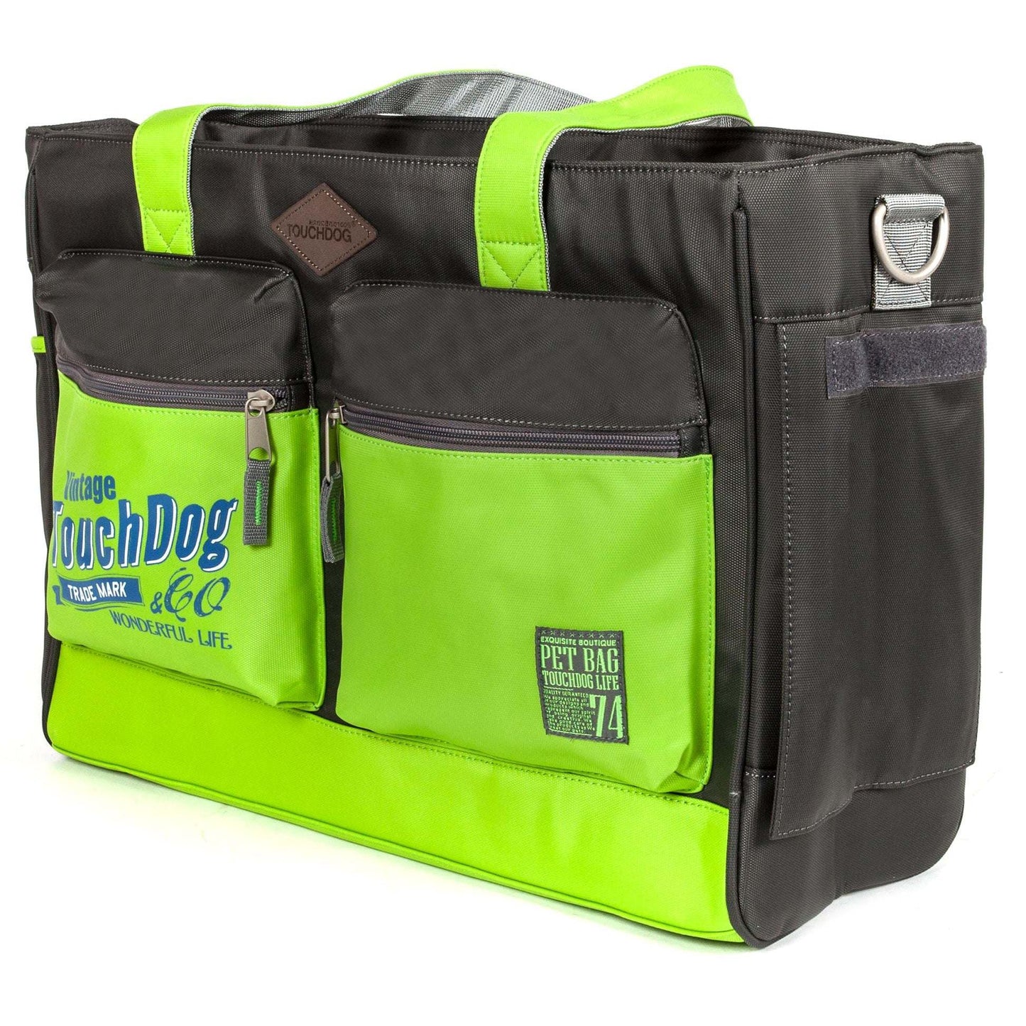 Waterproof dog carrier with pockets and mesh window. Transport