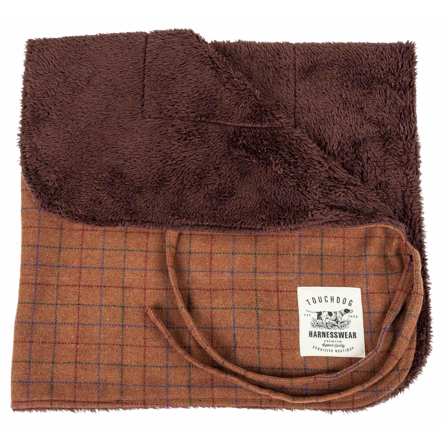 Plaid reversible dog jacket with mat