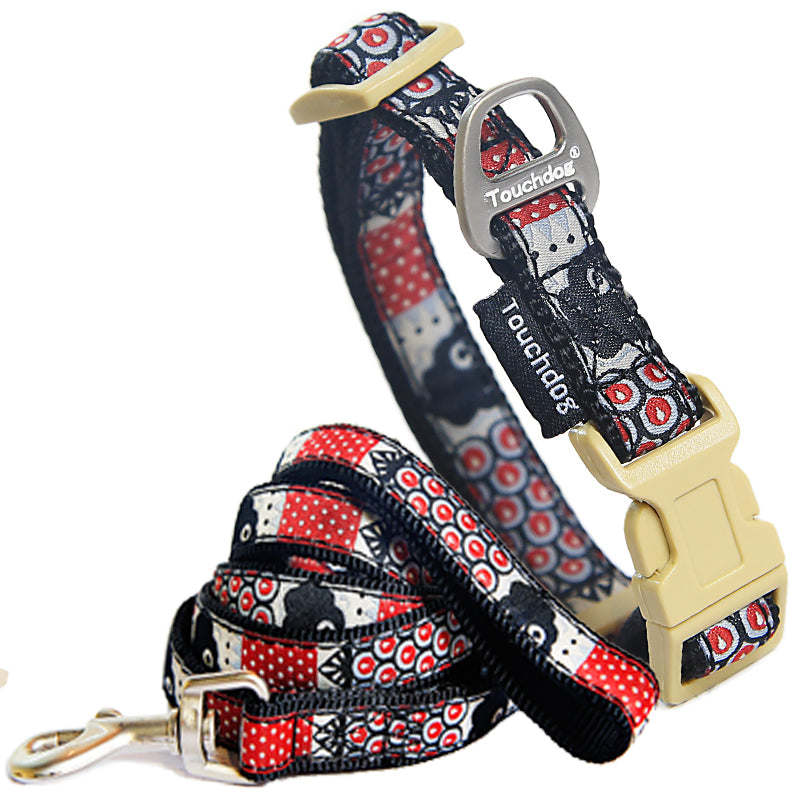 Touchdog 'Owl-Eyed' Tough Stitched Embroidered Collar and Leash - Durable, Adjustable, Stylish. - Wolldi