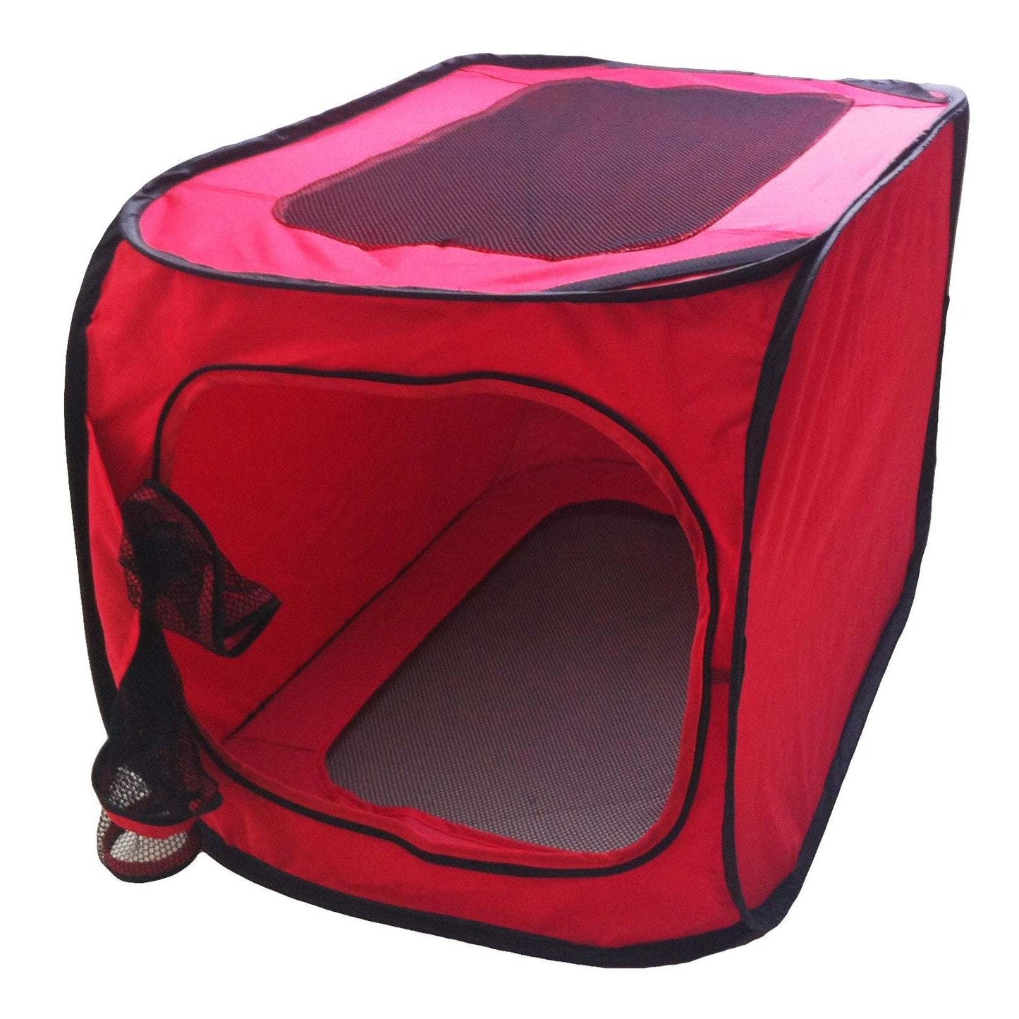 Rectangular outdoor tent with bottle holder.