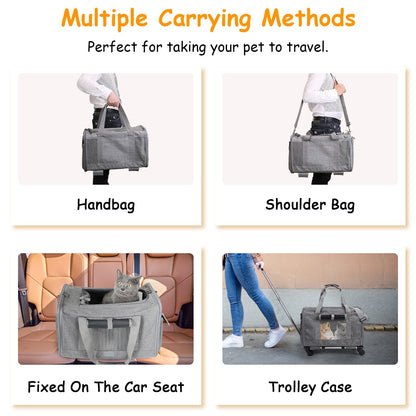 Airline-approved pet carrier with wheels Transport