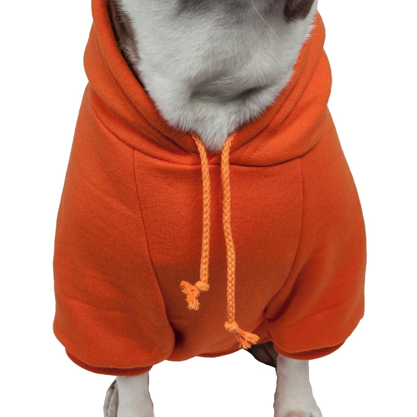 Plush pet hoodie with leash slit and adjustable hood.